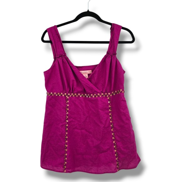 Bandolino Purple Embellished Sleeveless Top, Cotton Blend, Women's Size 12 - Picture 1 of 11